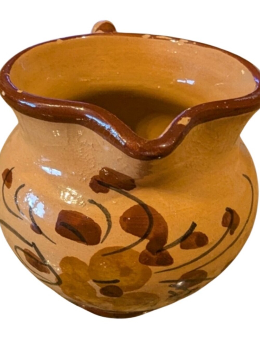Handcrafted Floral Ceramic Creamer  Pitcher Shaped. Vintage.